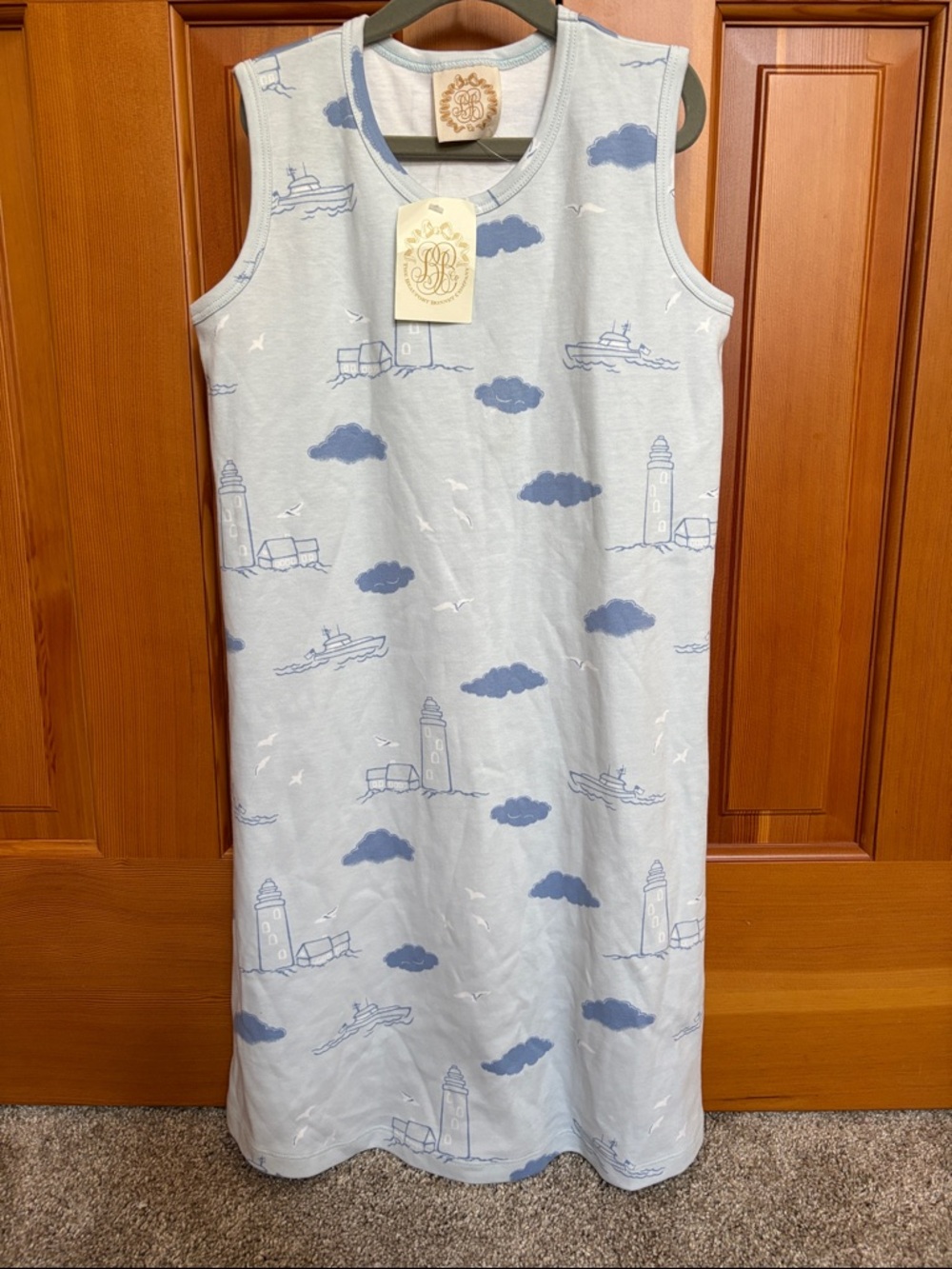 TBBC Light Blue Cloud Print Tank Dress 14 Girls